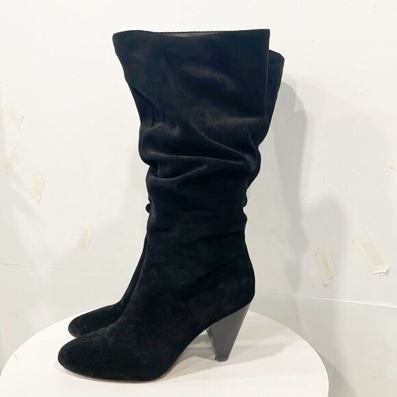 Vince‎ Camuto Boots Womens VP Gerii Black Genuine Suede Slouchy Slip On Sz 8.5 - Picture 1 of 11